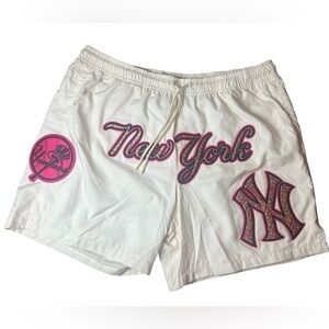 Pro Standard NY Yankees Swim Shorts Men’s Sz Large White Pink Patch Hibbett NWT